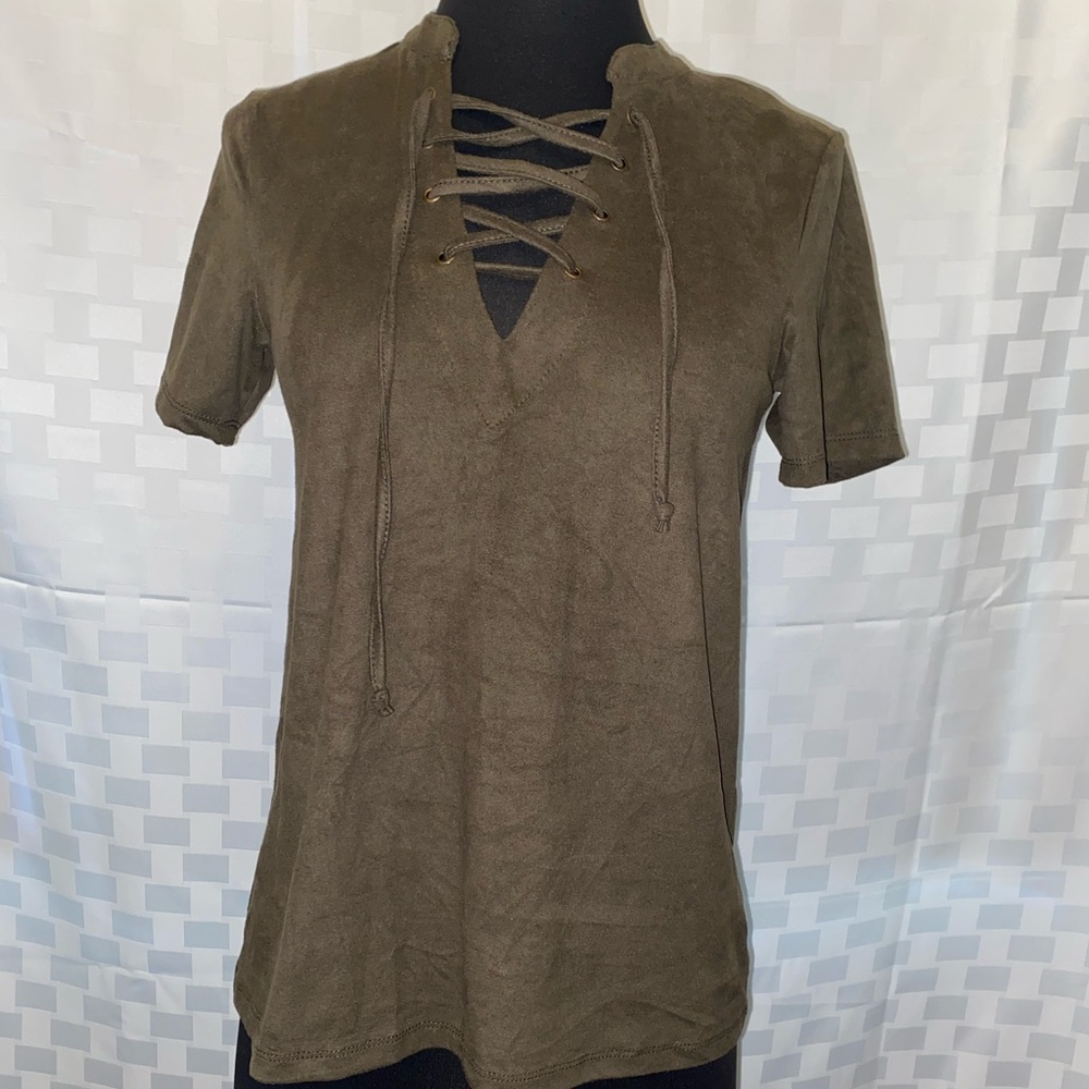 Olive Green Suede Top